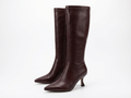 Botte haute marron foncé Simili Cuir Femme - Bout pointu, talon aiguille