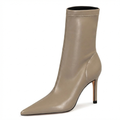 Botte haute beige Simili Cuir Femme - Talon aiguille, bout pointu