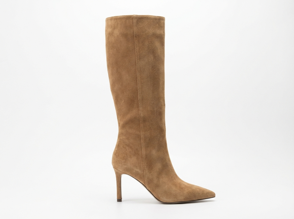 Botte haute marron clair Daim Femme - Daim camel