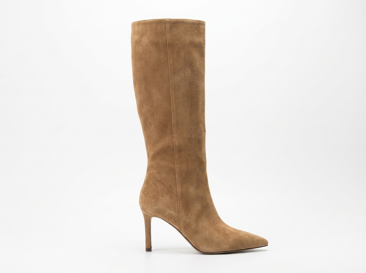 Botte haute marron clair Daim Femme - Daim camel
