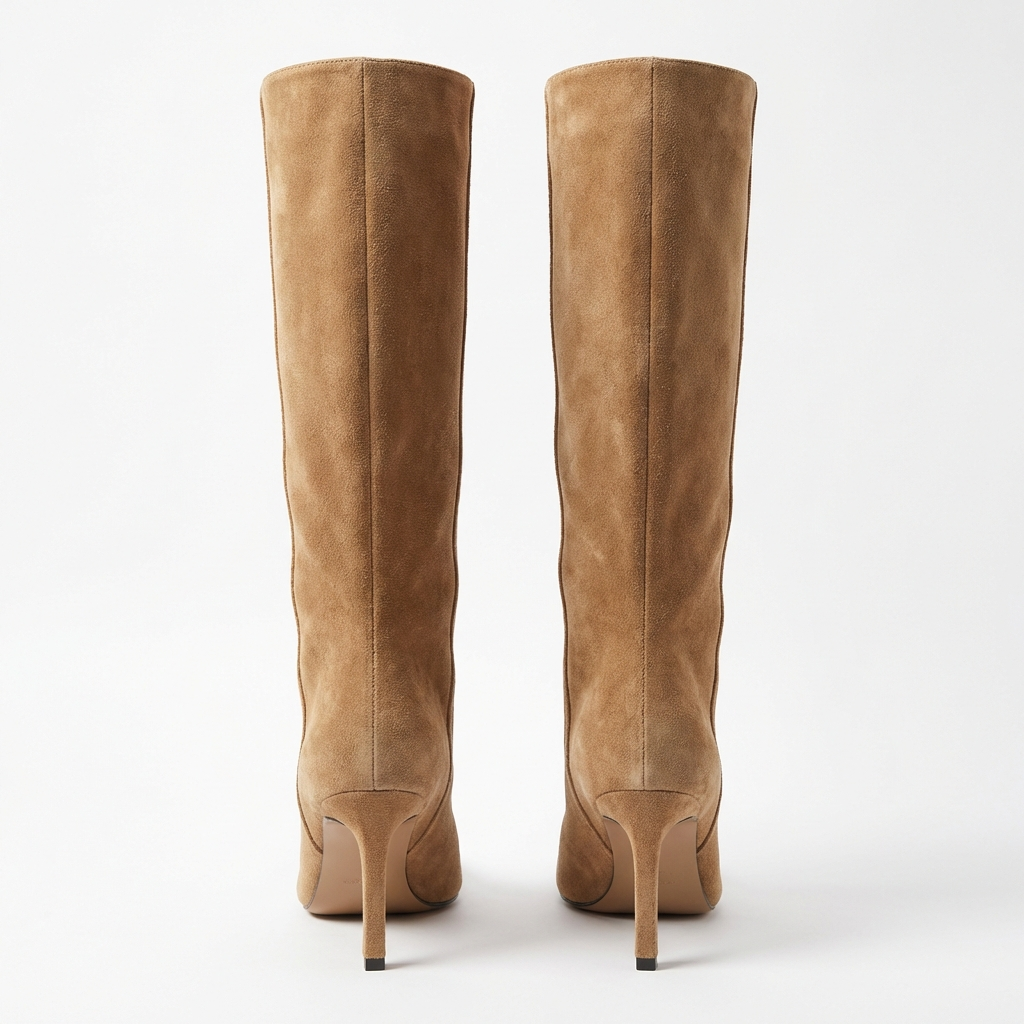 Botte haute marron clair Daim Femme - Daim camel