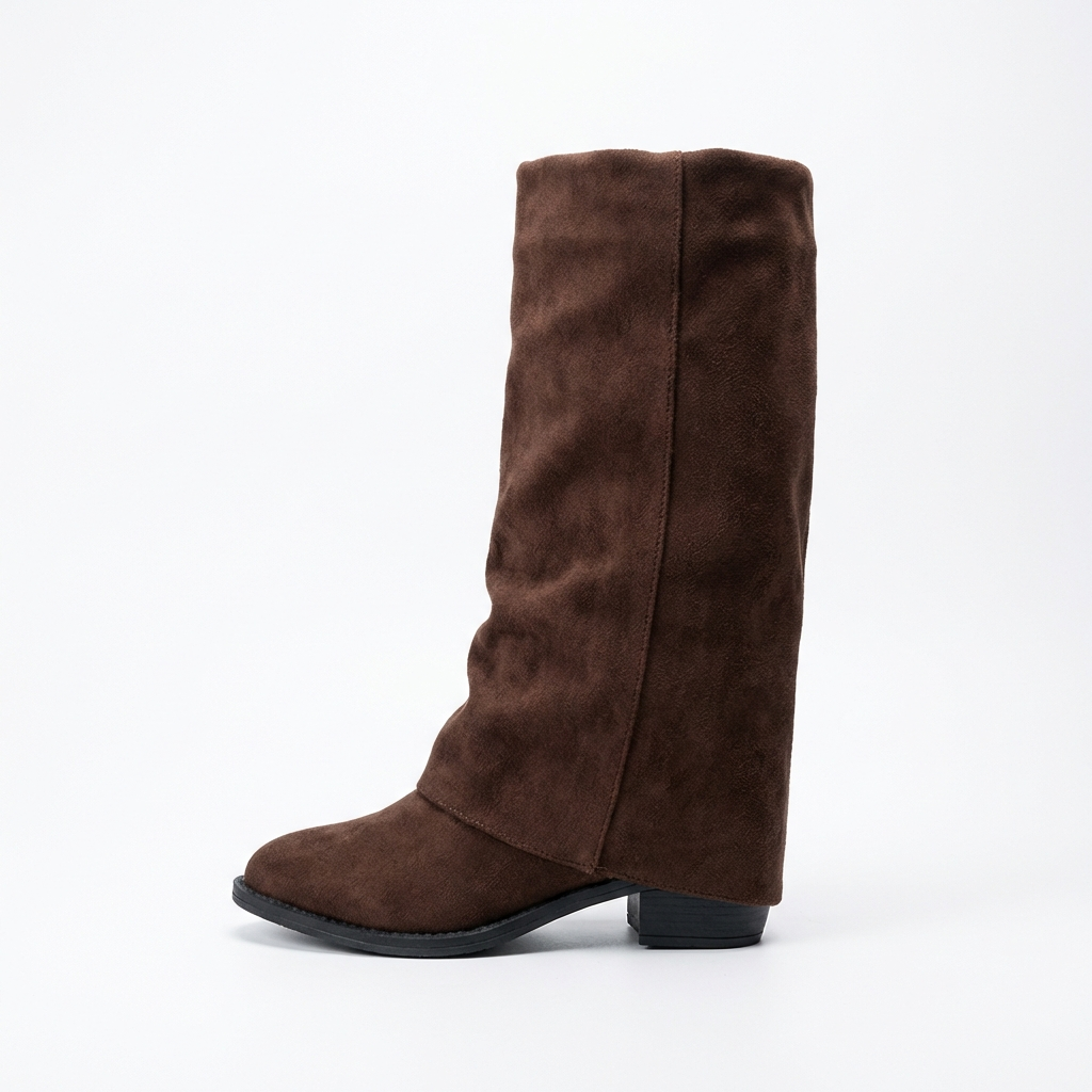 Santiag haute marron Daim Femme - Style minimaliste