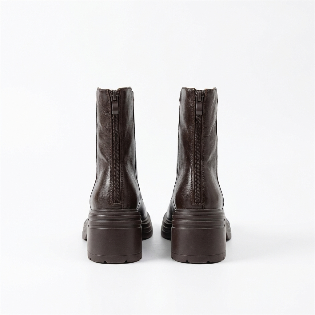 Bottine à talon marron foncé Synthétique Femme - Style cowboy