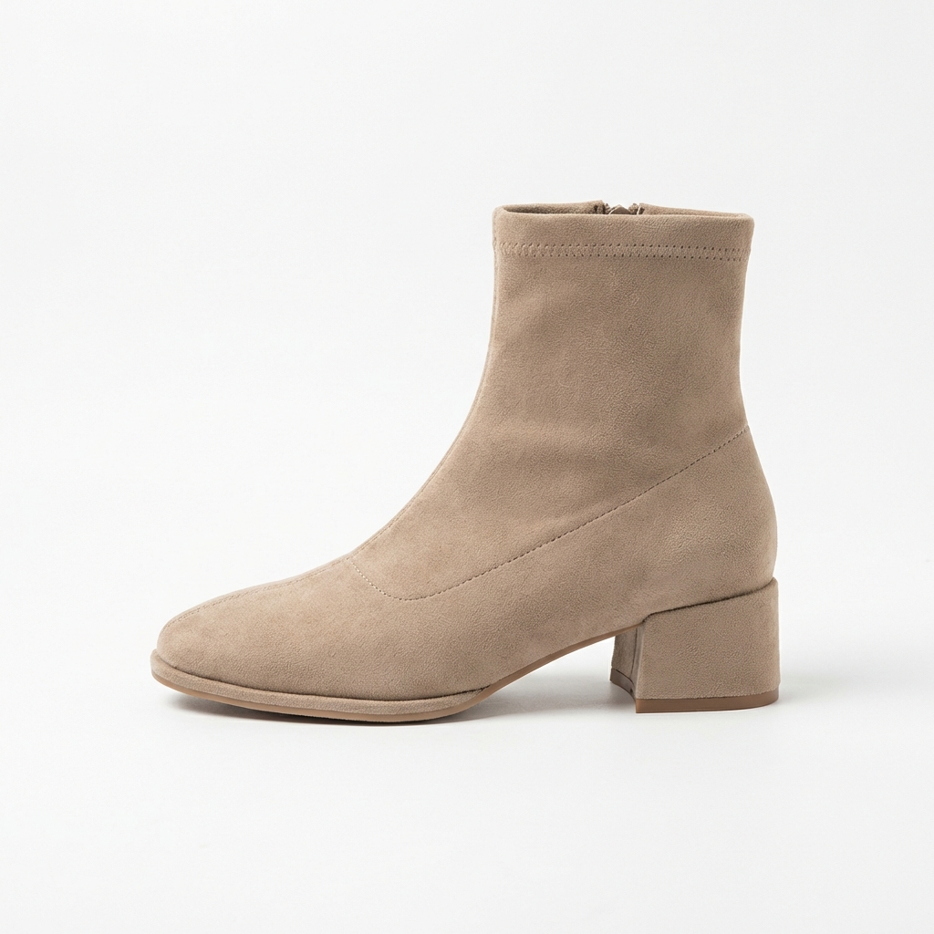 Bottine beige Daim Synthétique Femme - Style minimaliste