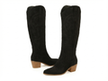 Santiag mi-haute noir Daim Synthétique Femme - Broderies western, talon compensé