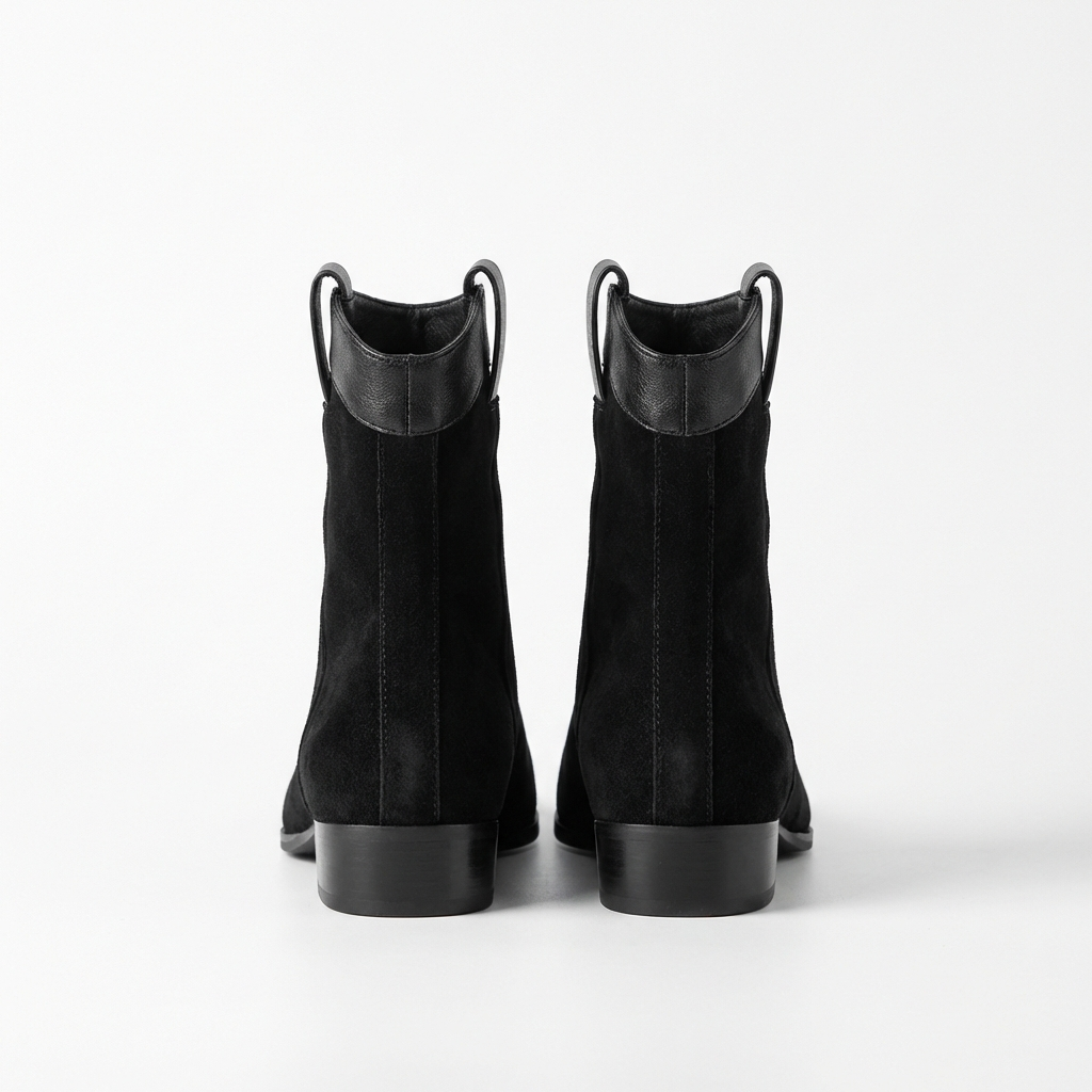 Bottine chelsea noir Daim Femme - Bout pointu