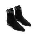 Bottine chelsea noir Daim Femme - Bout pointu