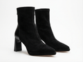 Bottine haute noir Daim Synthétique Femme - Bout pointu