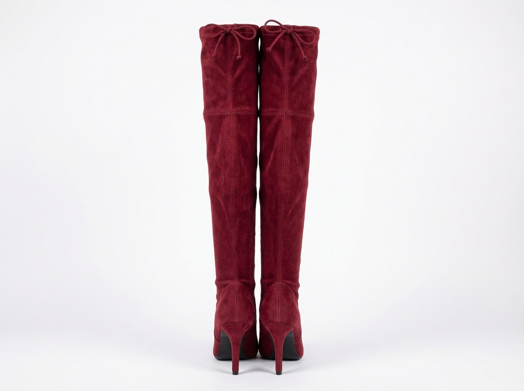 Botte haute rouge Daim Synthétique Femme - Talon aiguille