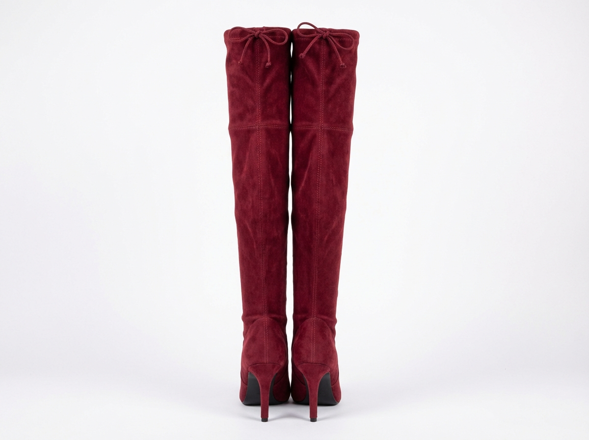 Botte haute rouge Daim Synthétique Femme - Talon aiguille