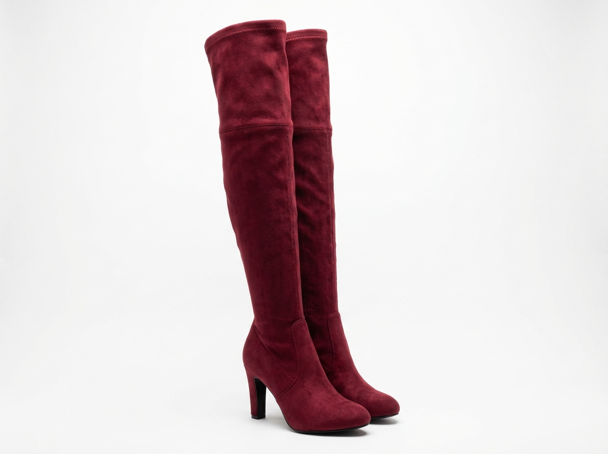 Botte haute rouge Daim Synthétique Femme - Talon aiguille
