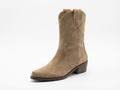 Santiag basse beige Daim Femme - Talon carré