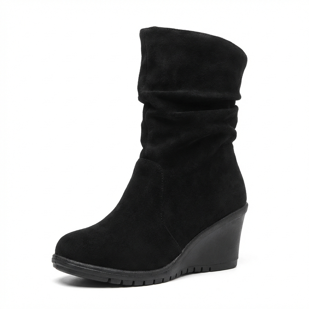 Santiag basse noir Daim Femme - Talon compensé