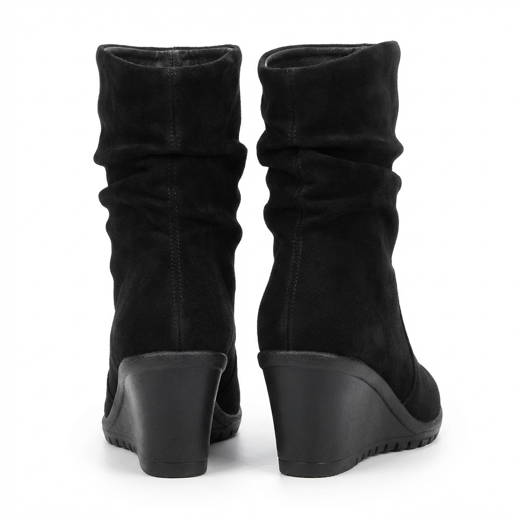 Santiag basse noir Daim Femme - Talon compensé