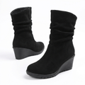 Santiag basse noir Daim Femme - Talon compensé