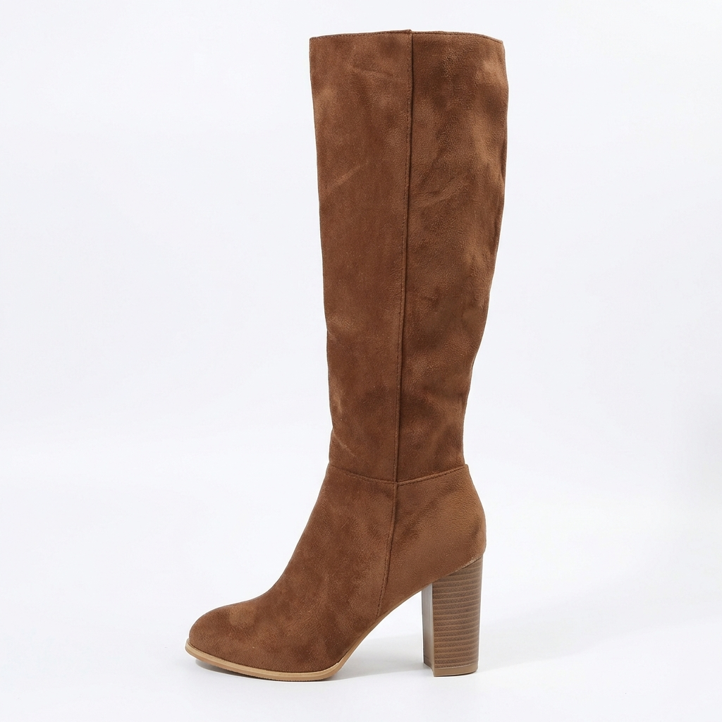 Santiag mi-haute marron Daim Synthétique Femme - Bout pointu, style rétro