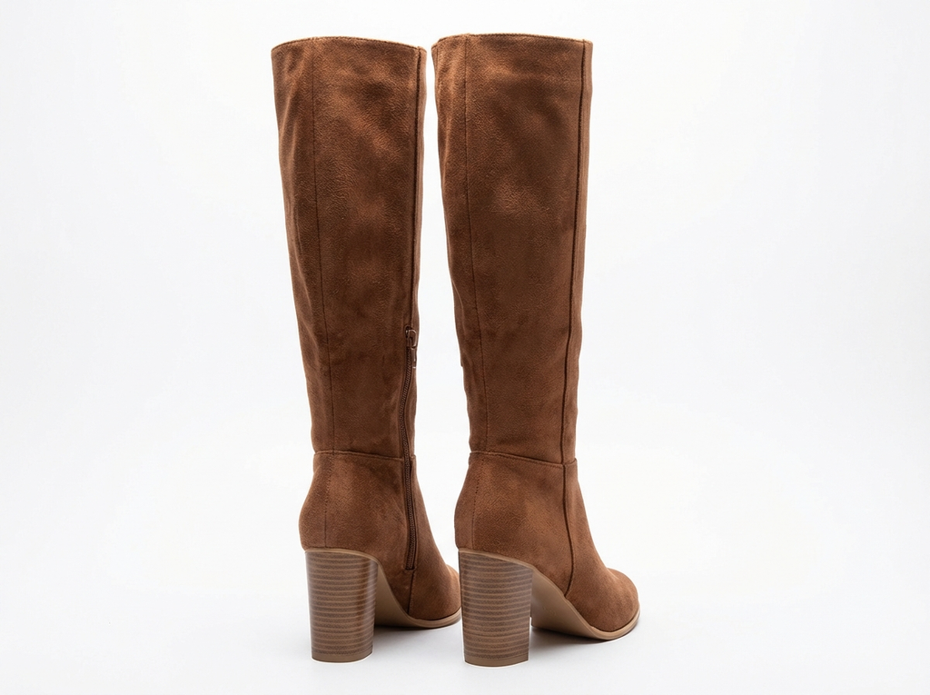 Santiag mi-haute marron Daim Synthétique Femme - Bout pointu, style rétro