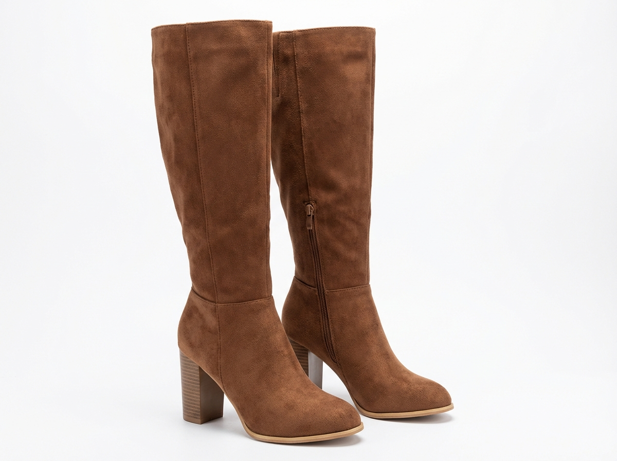 Santiag mi-haute marron Daim Synthétique Femme - Bout pointu, style rétro