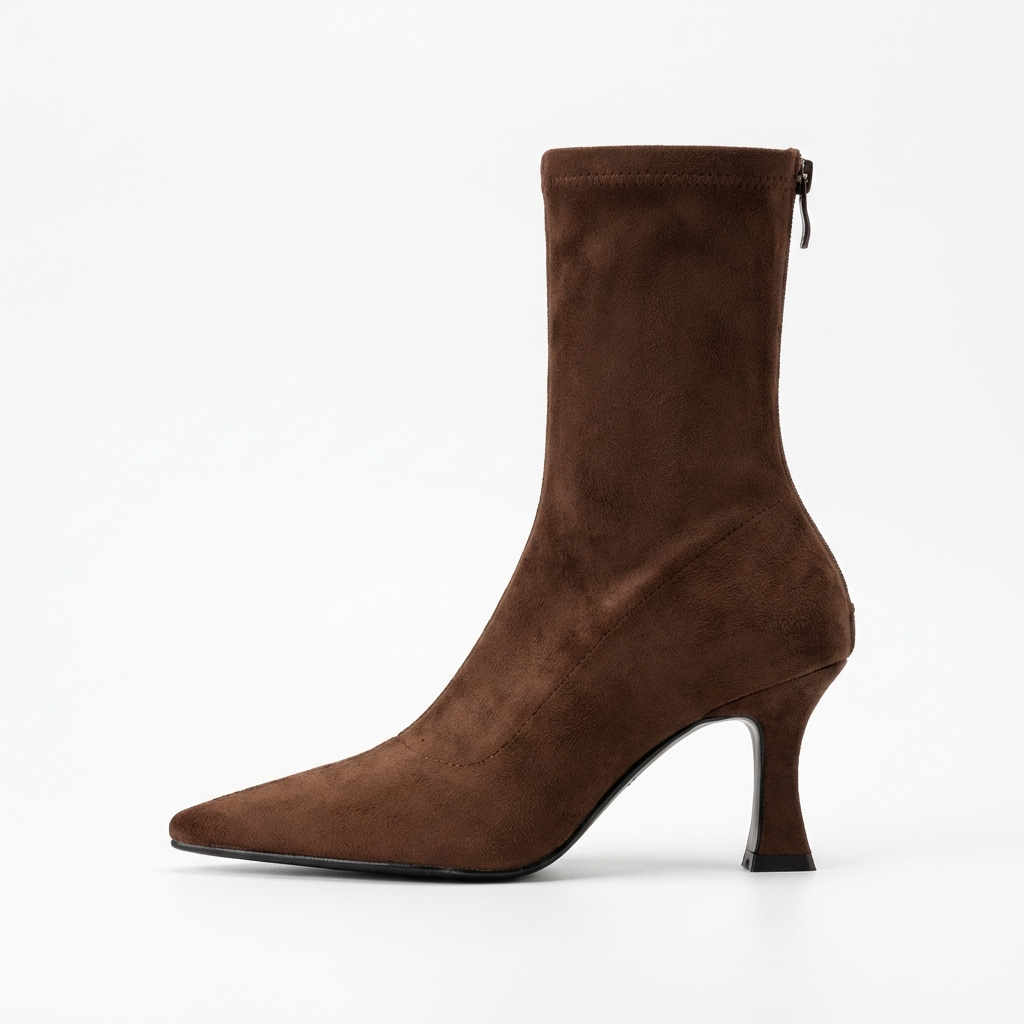 Botte haute marron Daim Synthétique Femme - Bout pointu