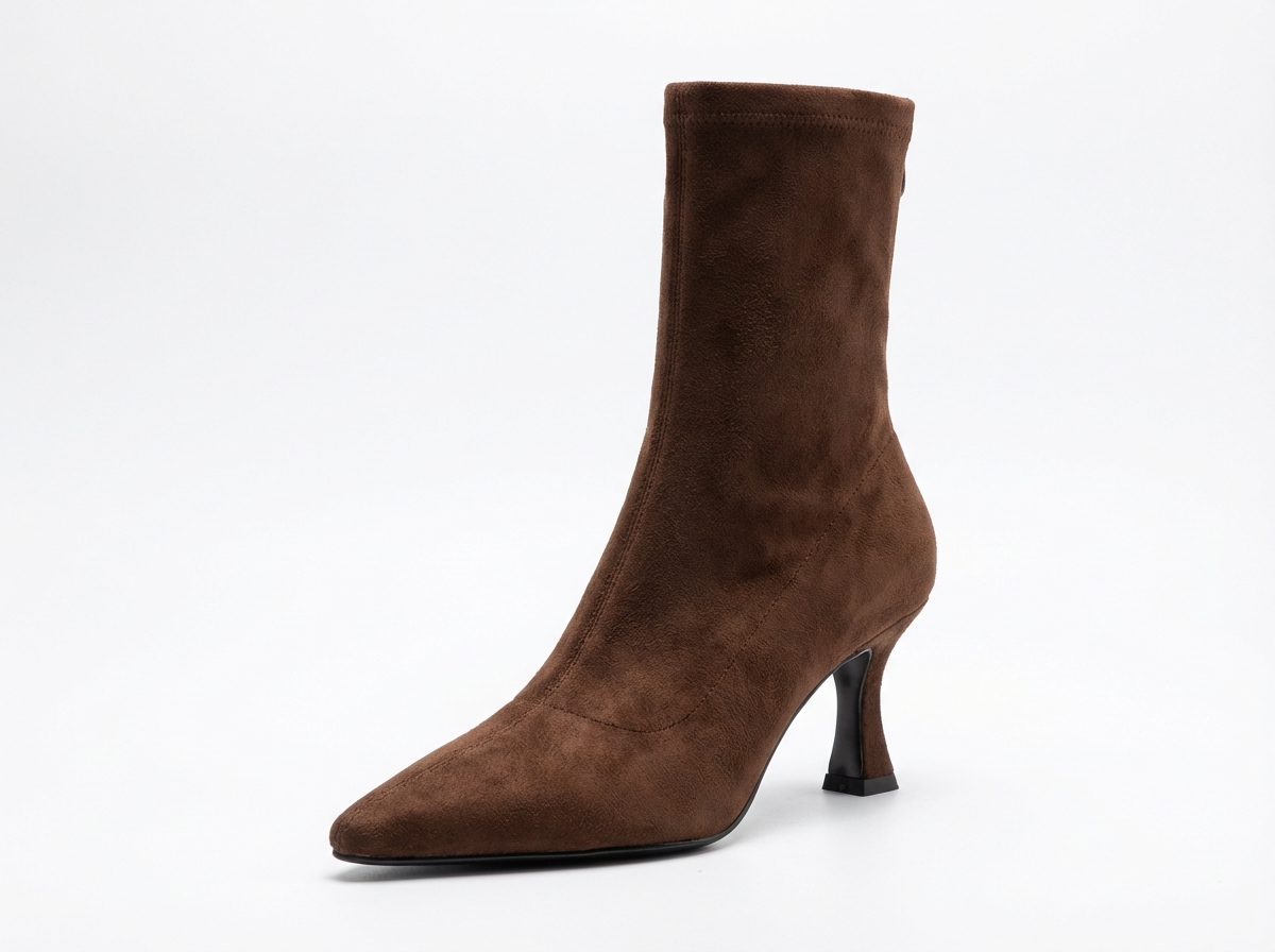 Botte haute marron Daim Synthétique Femme - Bout pointu