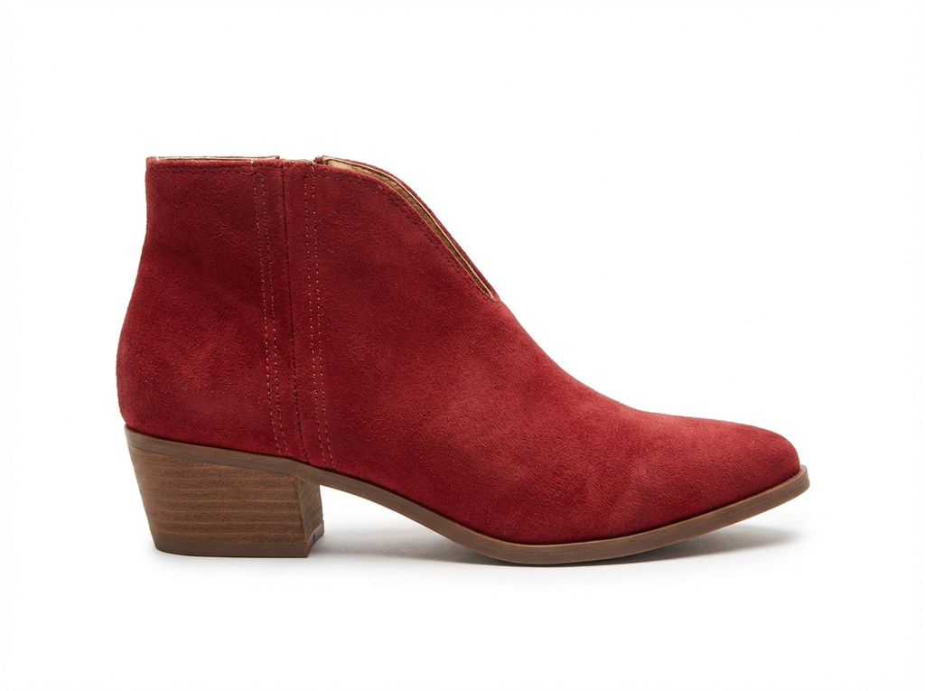 Santiag basse rouge Daim Femme - Bout pointu