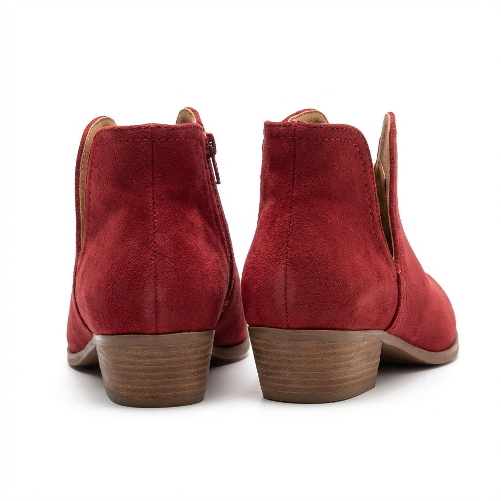 Santiag basse rouge Daim Femme - Bout pointu