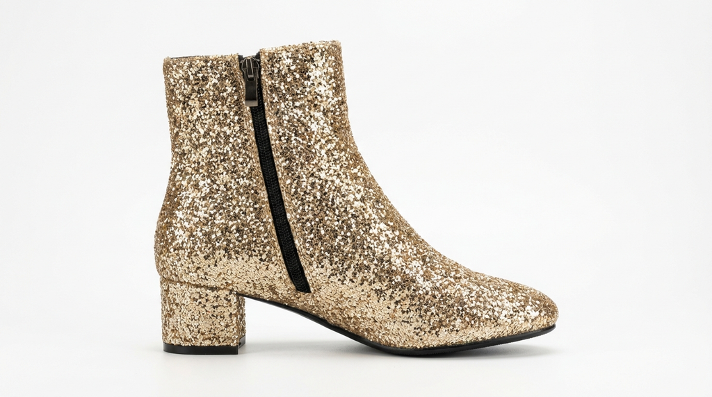 Bottine à talon doré à paillettes Synthétique Femme
