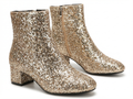 Bottine à talon doré à paillettes Synthétique Femme