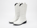 Santiag mi-haute blanc Simili Cuir Femme - Broderies florales