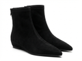 Bottine noir Daim Femme - Bout pointu, talon plat