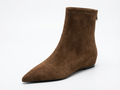 Bottine marron Daim Femme - Bout pointu, zip arrière