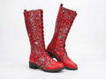 Botte haute rouge Simili Cuir Femme - Broderies western