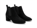 Bottine chelsea noir Daim Femme - Bout pointu, talon carré
