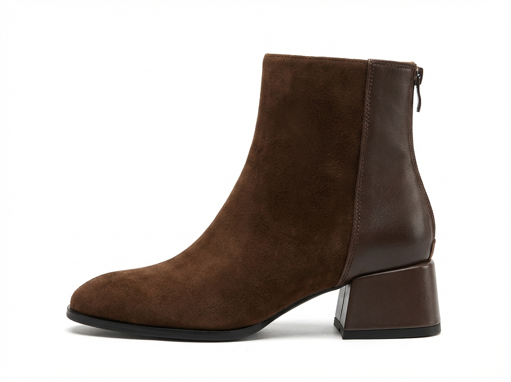 Bottine à talon marron Daim Femme - Style minimaliste