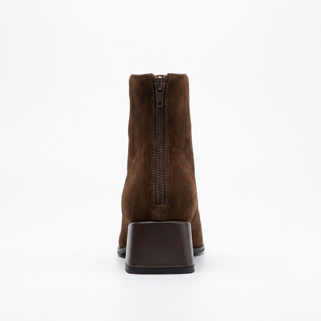 Bottine à talon marron Daim Femme - Style minimaliste