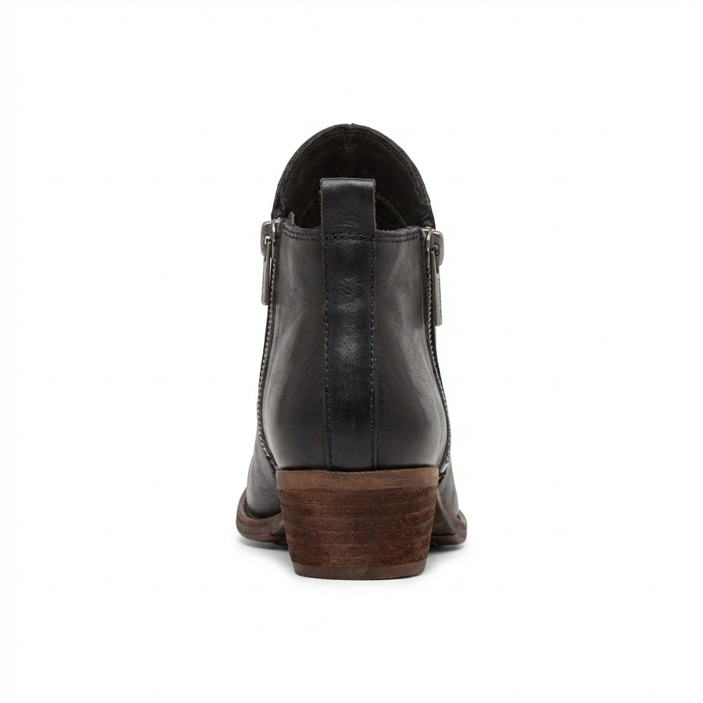 Santiag mi-haute noir Simili Cuir Femme - Zip latéral