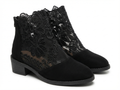 Bottine à talon noir Synthétique Femme - Broderies florales