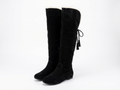 Botte haute noir Daim Femme - Bordure fourrure