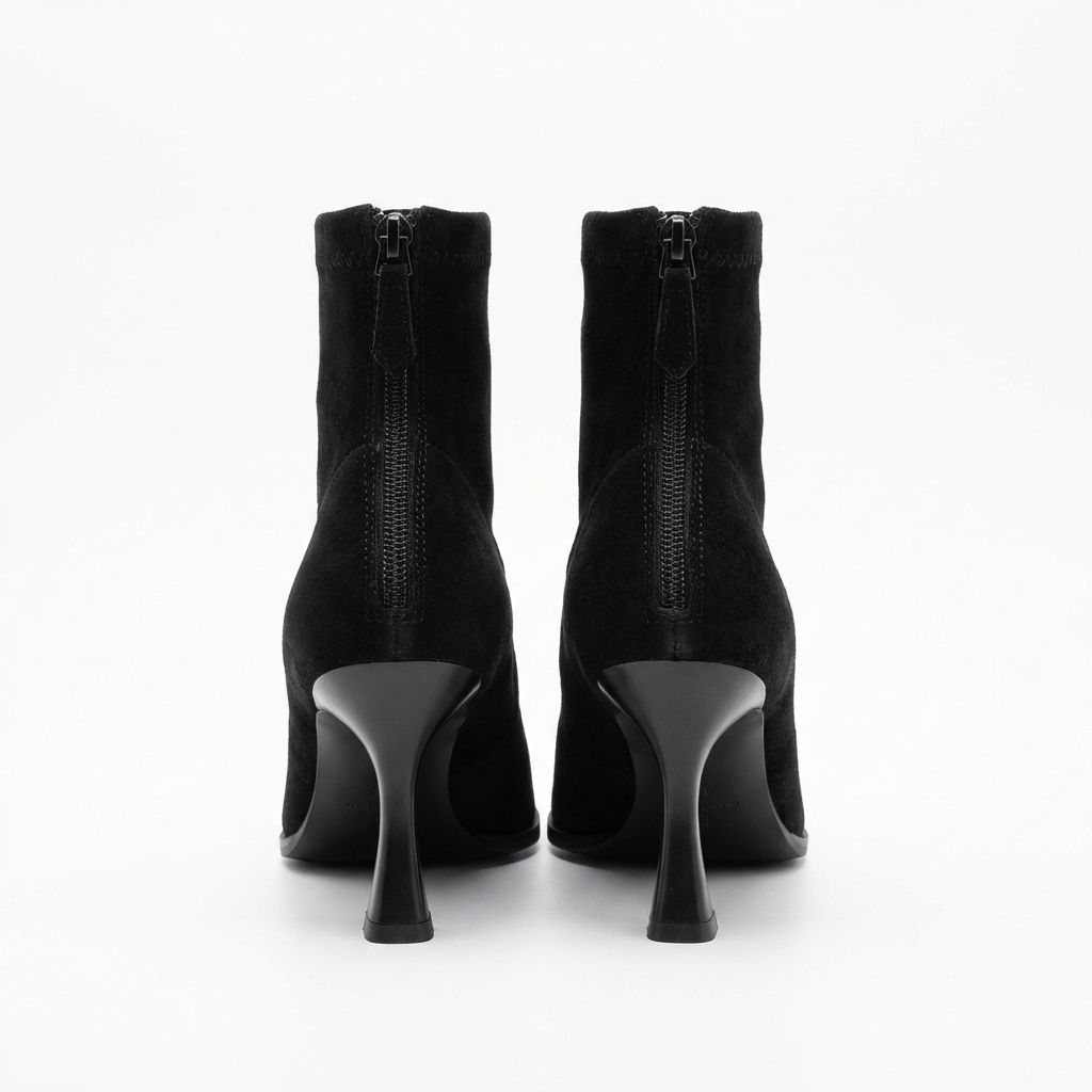 Bottine à talon noir Daim Synthétique Femme - Talon aiguille