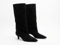 Botte haute noir Daim Synthétique Femme - Tige souple, talon kitten