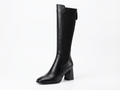 Botte haute noir Simili Cuir Femme - Style cowboy, talon carré