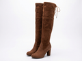 Botte haute marron Daim Synthétique Femme - Lacets arrière