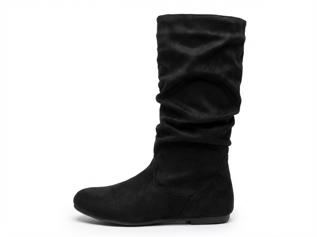 Santiag mi-haute noir Simili Cuir Femme - Bout arrondi