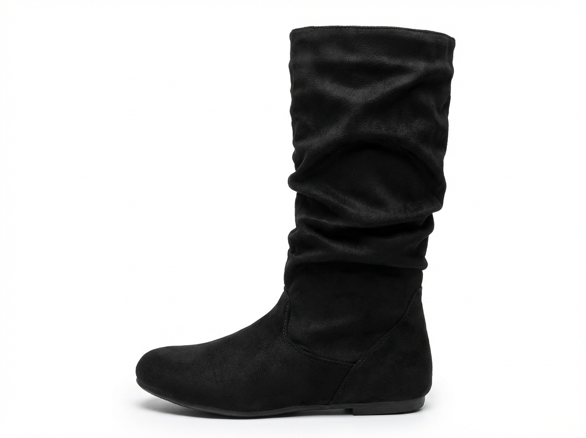 Santiag mi-haute noir Simili Cuir Femme - Bout arrondi