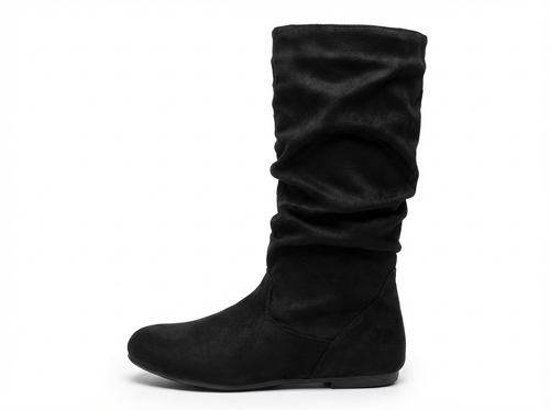 Santiag mi-haute noir Simili Cuir Femme - Bout arrondi