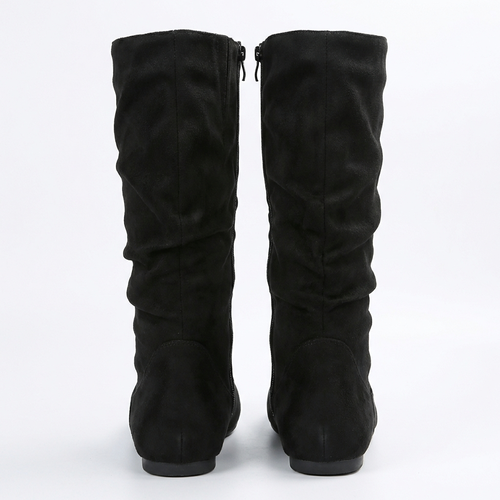 Santiag mi-haute noir Simili Cuir Femme - Bout arrondi