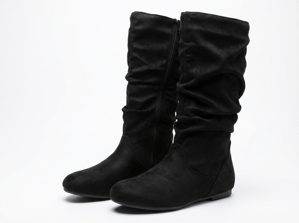 Santiag mi-haute noir Simili Cuir Femme - Bout arrondi