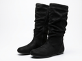 Santiag mi-haute noir Simili Cuir Femme - Bout arrondi