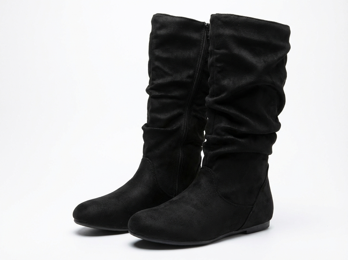 Santiag mi-haute noir Simili Cuir Femme - Bout arrondi