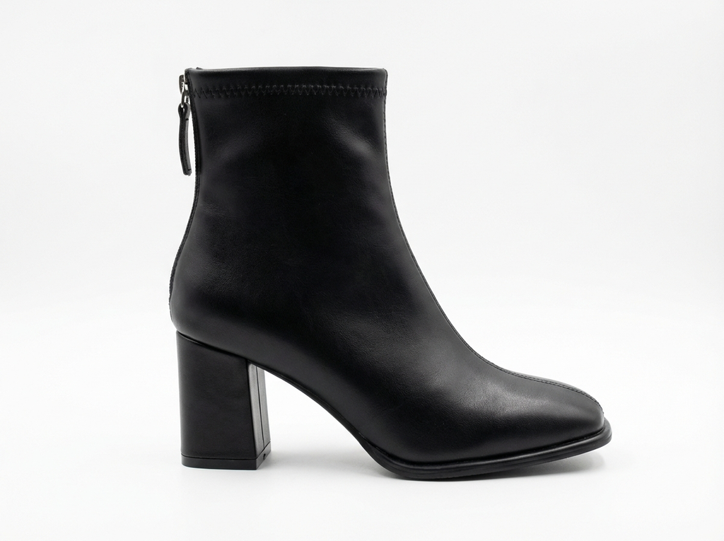 Bottine chelsea noir Simili Cuir Femme - Bout carré